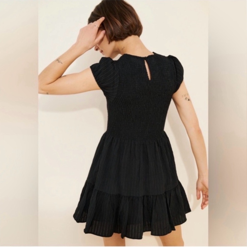 The Gia Mini Nap Dress - Black Tonal Seersucker / S, Hill House Home - Picture 4 of 8